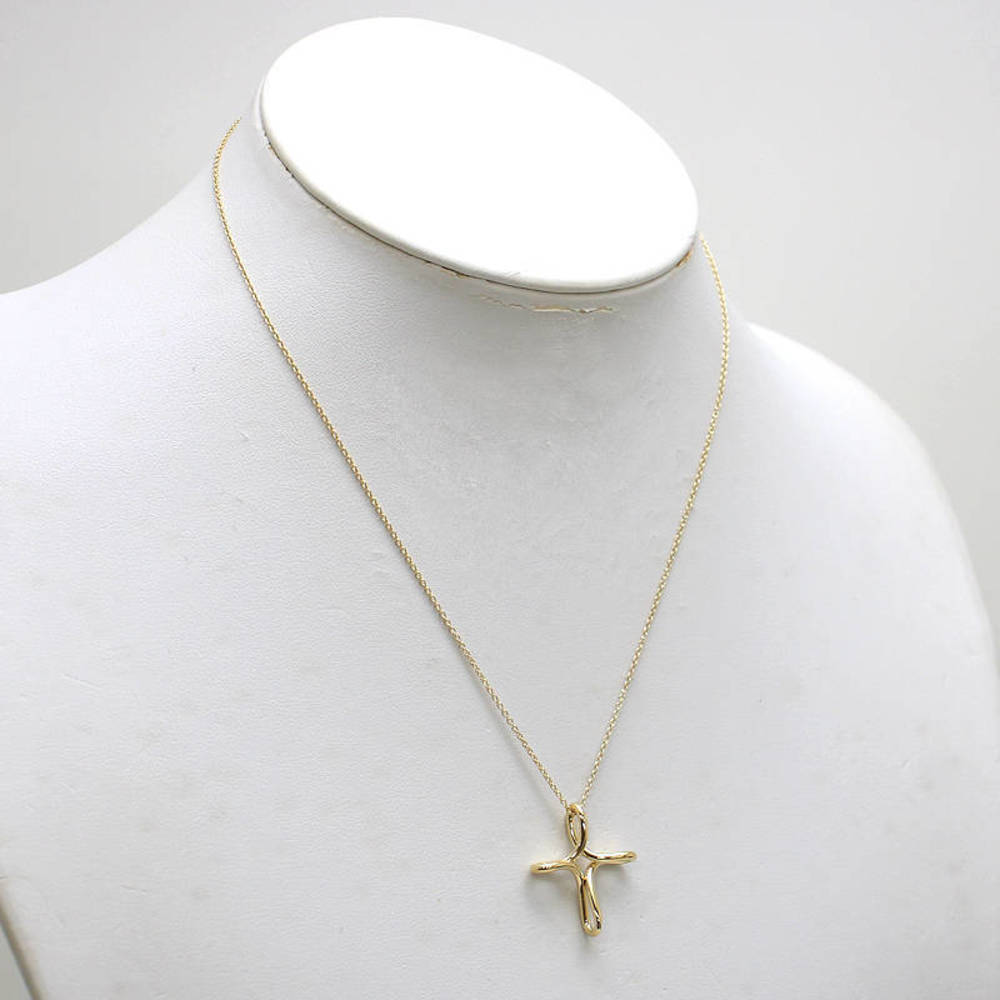 Tiffany Infinity Cross Necklace K18 Gold Elsa Peretti - Picture 4 of 8